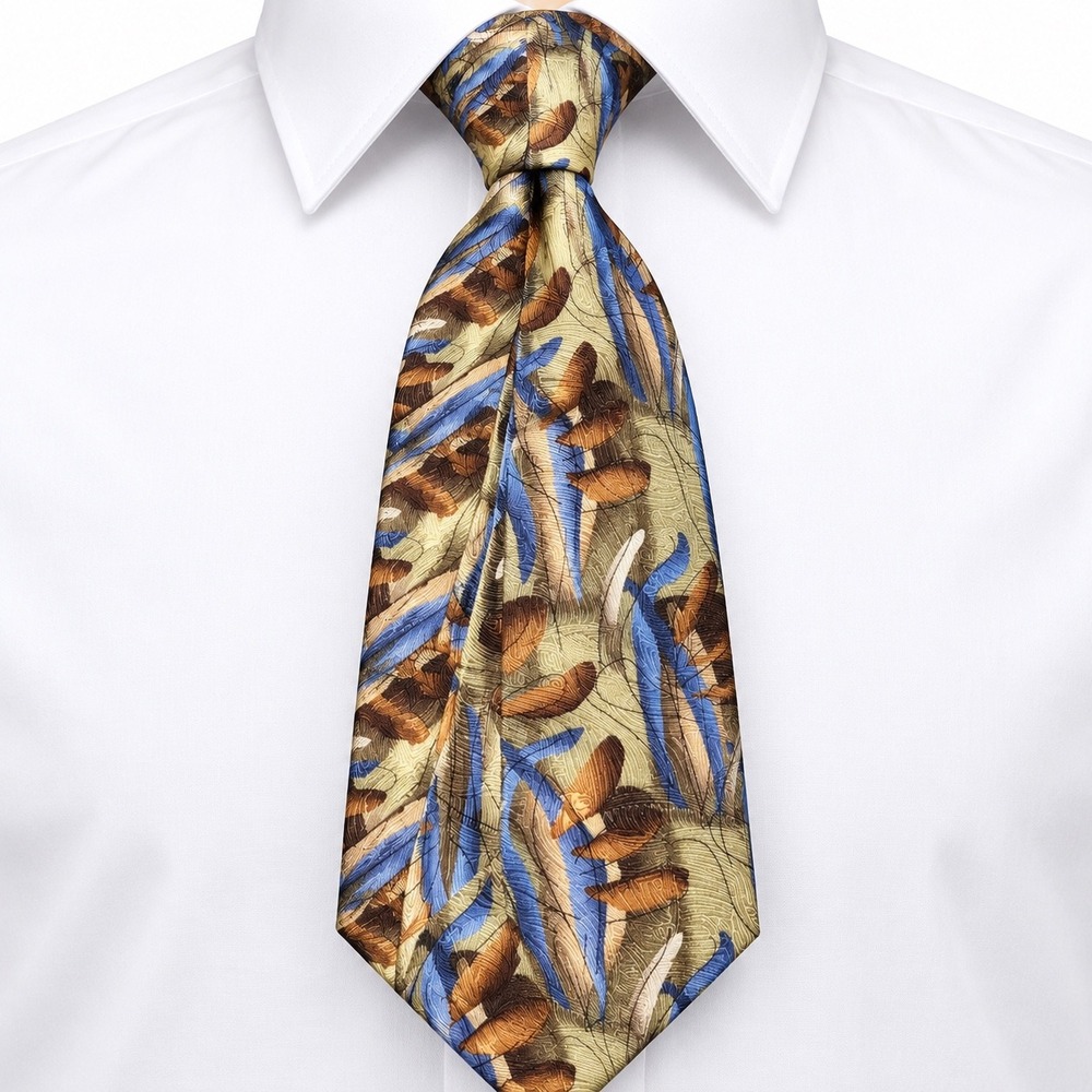 J. Garcia Silk Tie Mens OS Gold Blue Butterflies III Collection 15 Artistic 1996